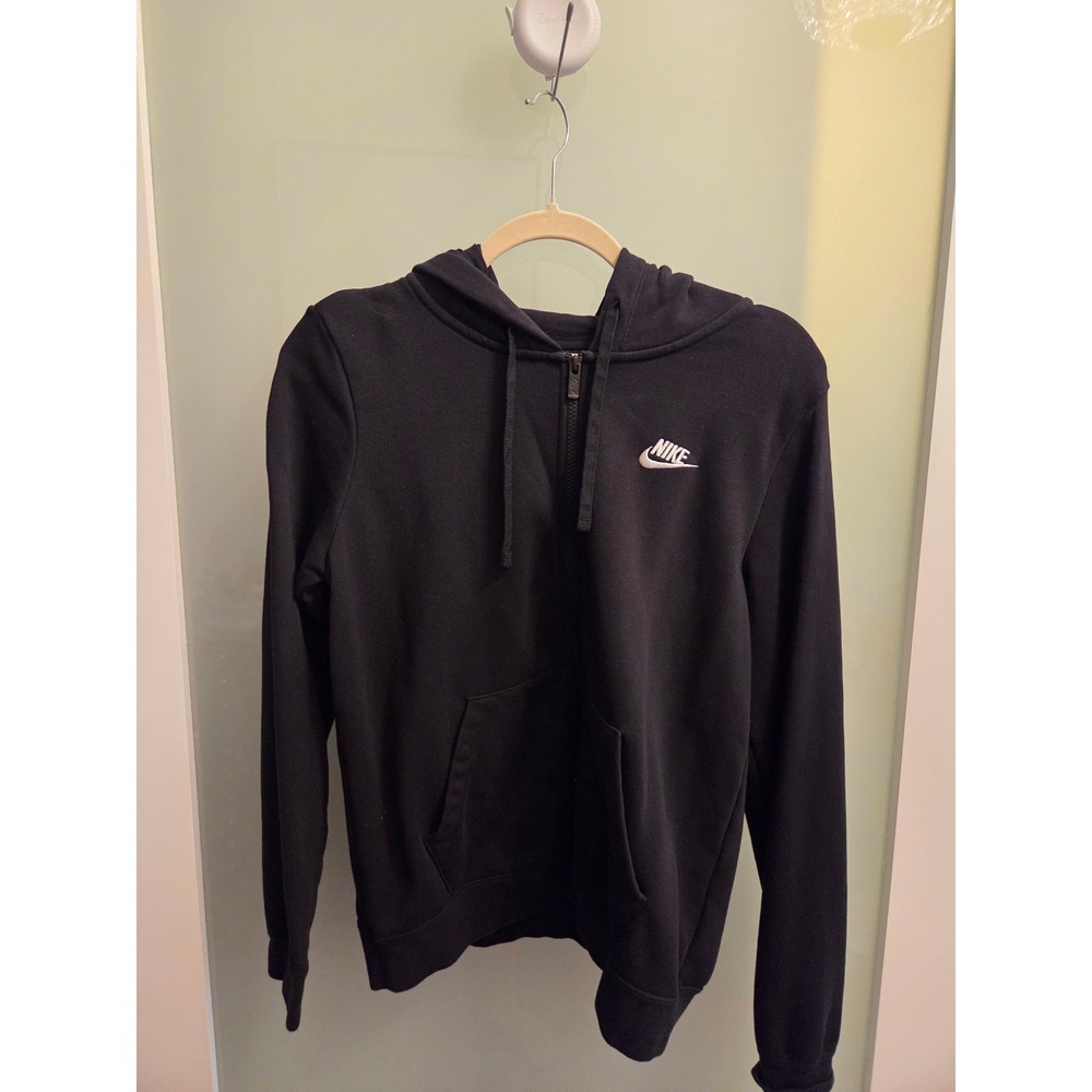 Nike women's zip up black hooded sweater size small